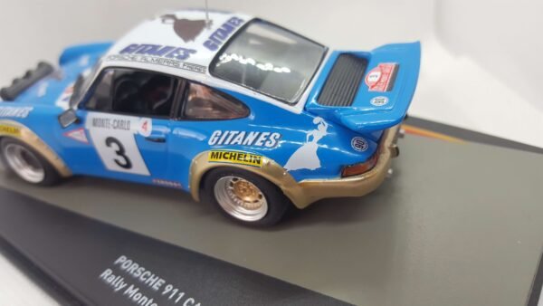Scalemodz fém modellautó Monte Carlo Rally Porsche 911 hátulnézet Gitanes matrica