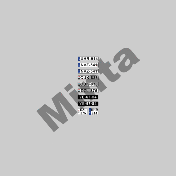 Scalemodz fém modellautó rendszám vizes matrica