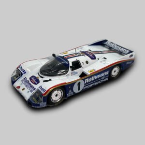 Scalemodz fém modellautó Porsche 962 LeMans oldalnézet Rothmans vizes matrica