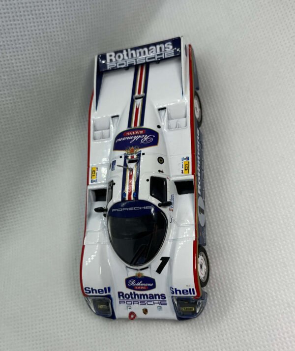 Scalemodz fém modellautó Porsche 962 LeMans felülnézet Rothmans vizes matrica